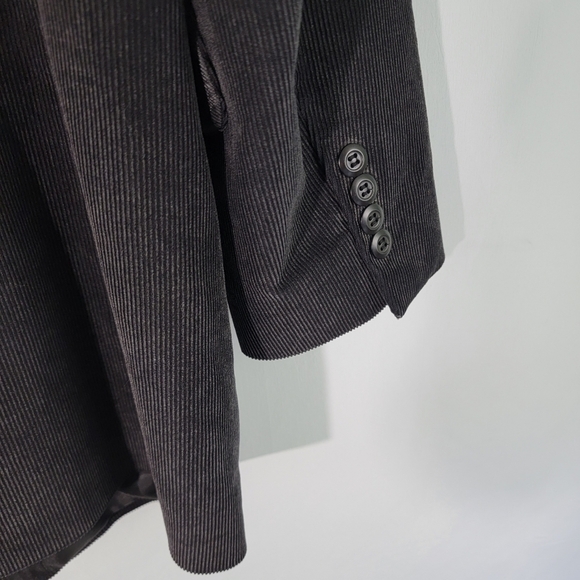 Alan Flusser Men's Black Corduroy Sport Coat Sz 44R Two Button Single Breasted - Picture 8 of 12